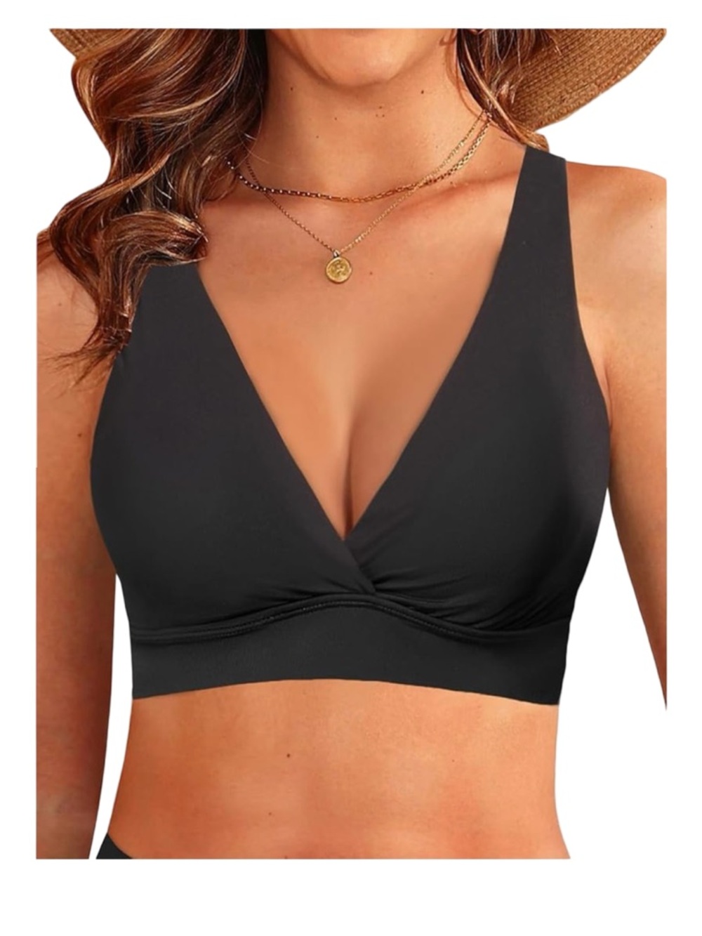 LIKE NEW Black Wrap Bikini Top - Supportive V-Neck
